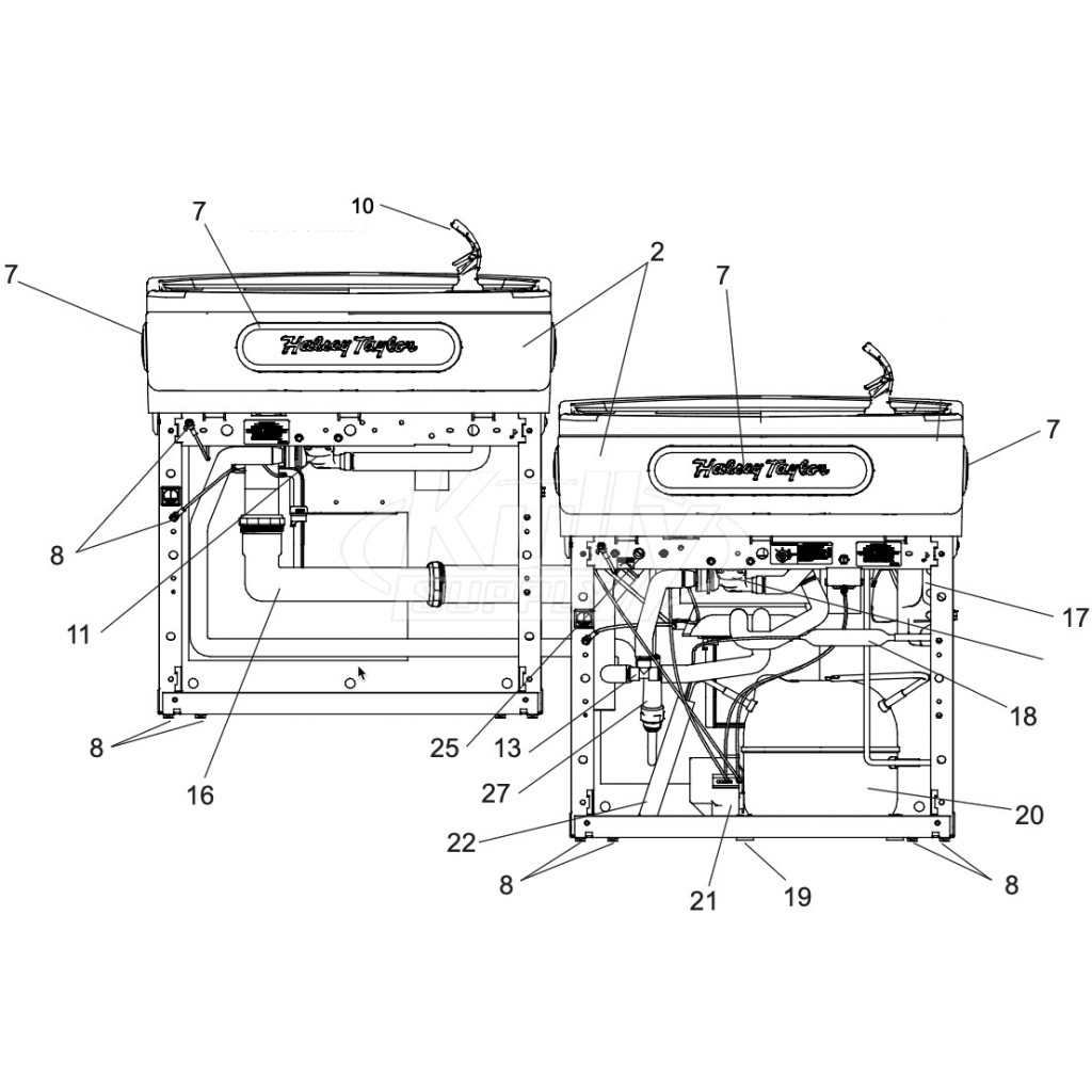 Halsey Taylor HTVZ Series Drinking Fountain Parts Breakdown