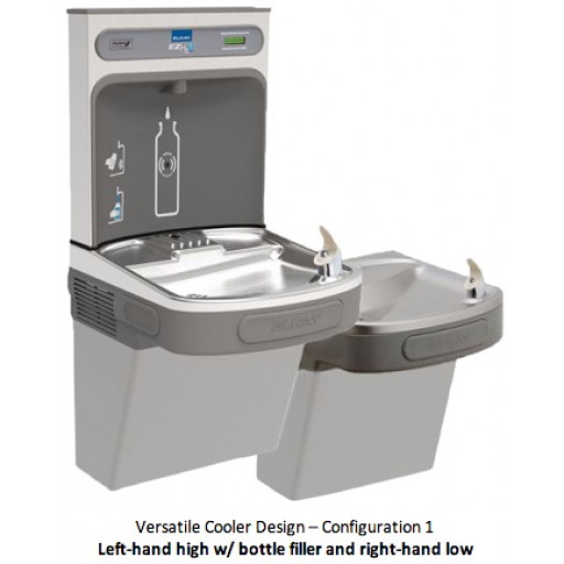 Elkay EZH2O LZSTL8WSLK Filtered DualStation Drinking Fountain with