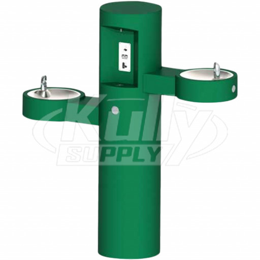Murdock GYQ85-IAP Outdoor Pedestal Bottle Filler with Barrier-Free Bi-Level Drinking Fountains Green Powder Coated