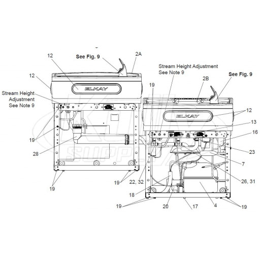 Elkay EZH2O Bi-Level Bottle Filler EZSTLDWS.1D Parts Breakdown