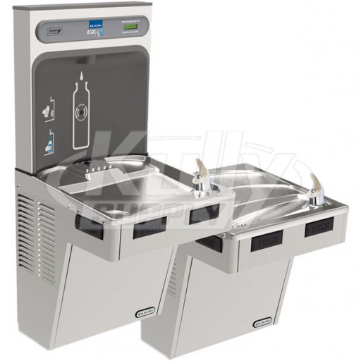 Elkay EZH2O EMABFTLDDWSSK Stainless Steel NON-REFRIGERATED Dual Drinking Fountain with Bottle Filler