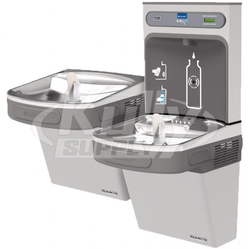 Elkay EZH2O LZSTLG8WSSK GreenSpec Filtered Stainless Steel Dual Drinking Fountain with Bottle Filler