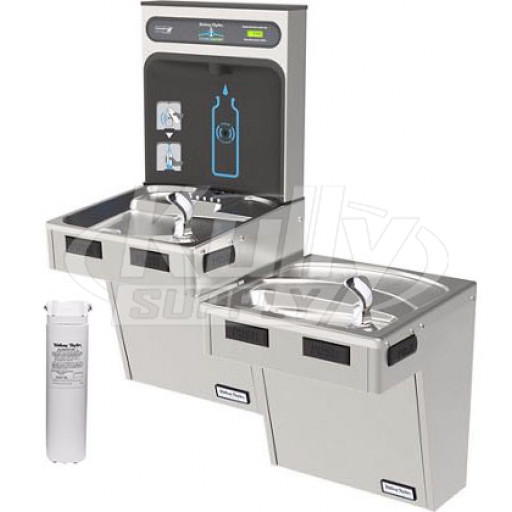 Halsey Taylor HydroBoost HTHB-HACG8BLSS-WF GreenSpec Filtered Stainless Steel Dual Drinking Fountain with Bottle Filler