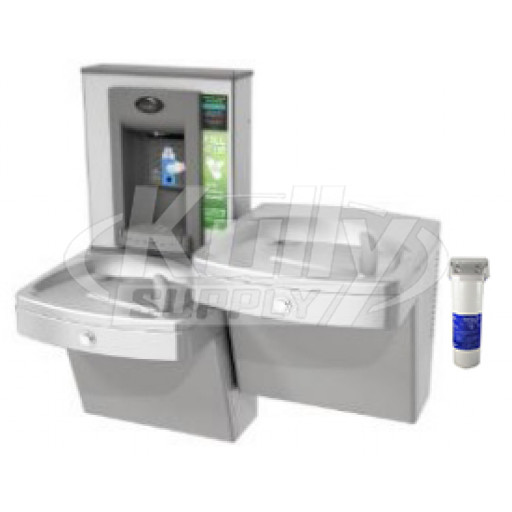 Oasis PGVF8SBFSL Filtered Vandal-Resistant Dual Drinking Fountain with Manual Bottle Filler