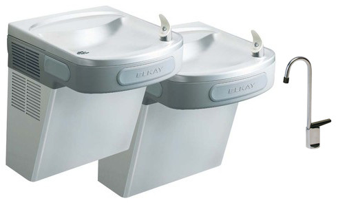 Elkay EZSTLDDSFC Stainless Steel NON-REFRIGERATED Dual Drinking Fountain with Glass Filler