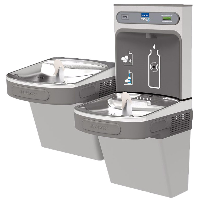 Elkay EZH2O LZSTL8WSLK Filtered Dual Drinking Fountain with Bottle