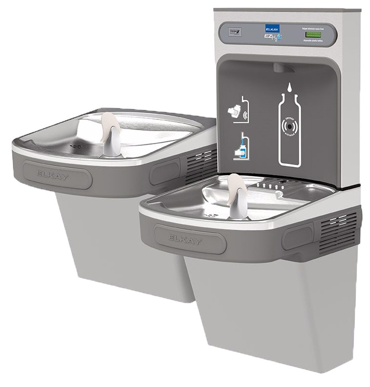 Elkay EZH2O EZSTLDDWSLK NON-REFRIGERATED Dual Drinking Fountain with Bottle Filler