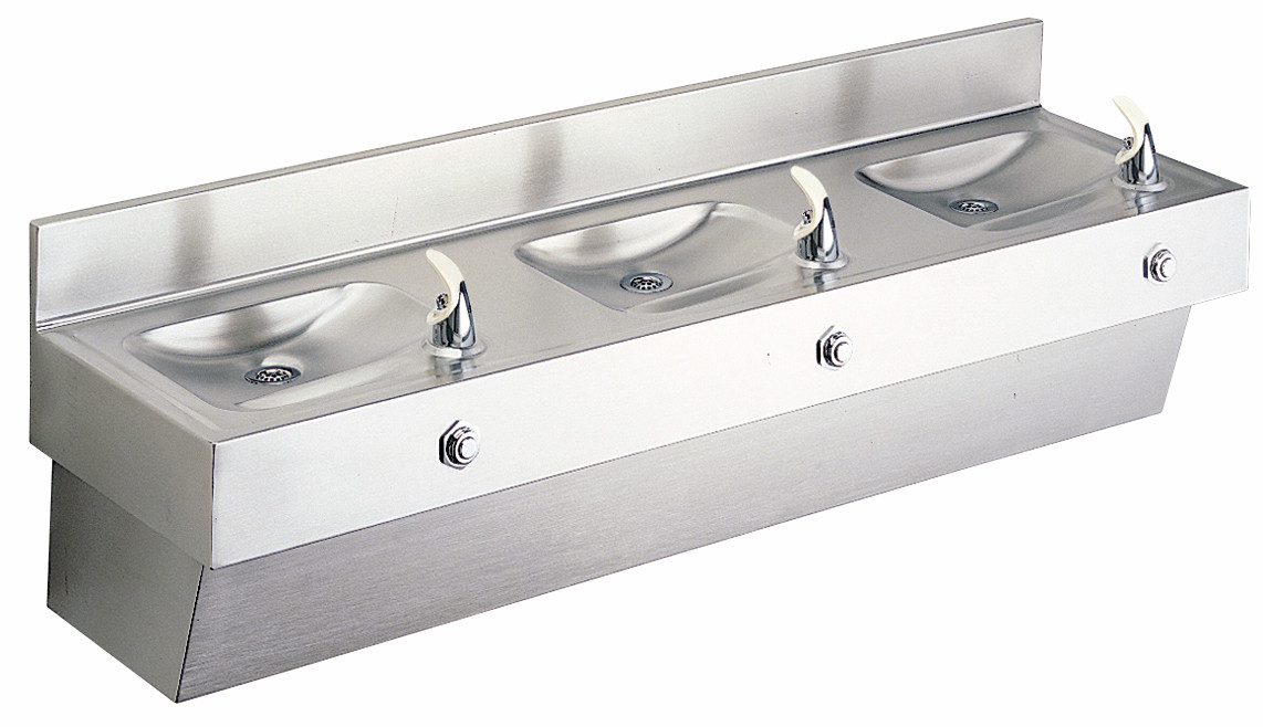 Elkay EDF310C Stainless Steel Three Station NON-REFRIGERATED Drinking Fountain