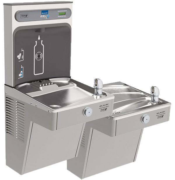 Elkay EZH2O VRCGRNTL8WSK GreenSpec Vandal-Resistant Dual Drinking Fountain with Bottle Filler