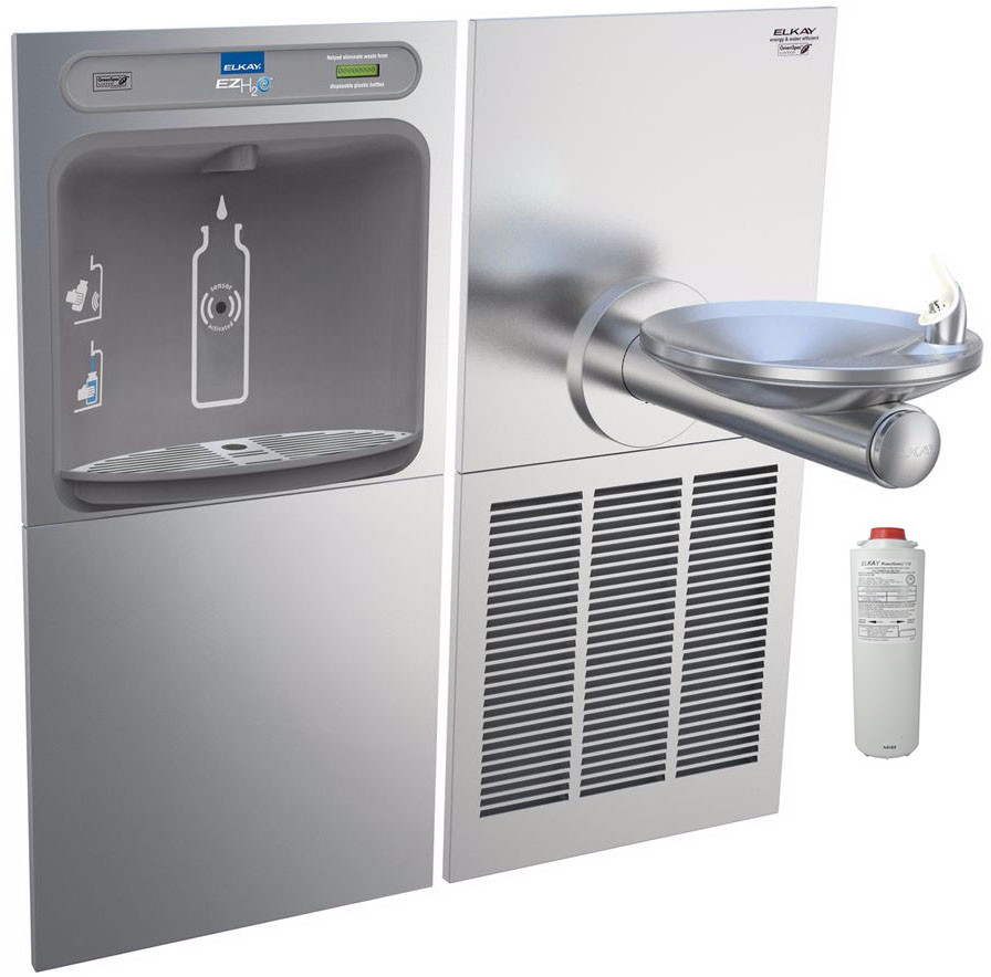 Elkay EZH2O LZWS-SFGRN8K w/LRPBGRNM8K Bottle Filling Station