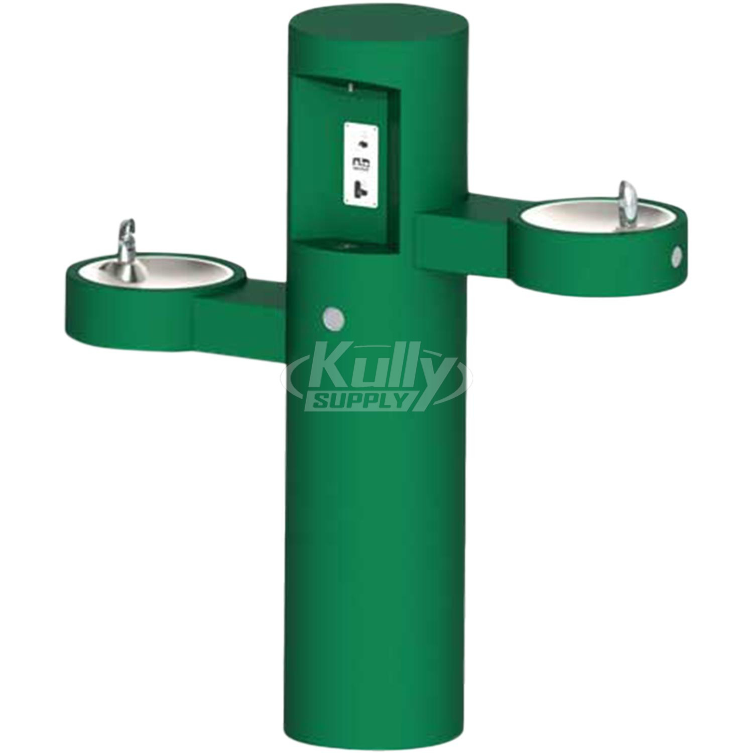 Murdock GYQ85-IAP Outdoor Pedestal Bottle Filler with Barrier-Free Bi-Level Drinking Fountains Green Powder Coated