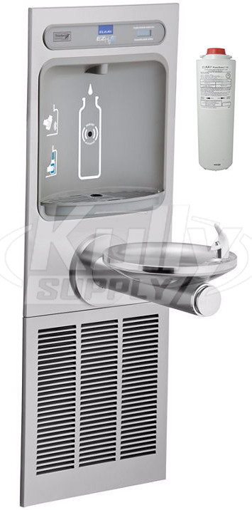 Elkay EZH2O LZWS-LRPBM8K Bottle Filling Station with Filtered Stainless Steel Integral SwirlFlo Fountain