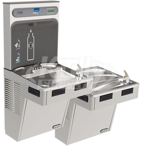 Elkay EZH2O EMABFTLDDWSSK Stainless Steel NON-REFRIGERATED Dual Drinking Fountain with Bottle Filler