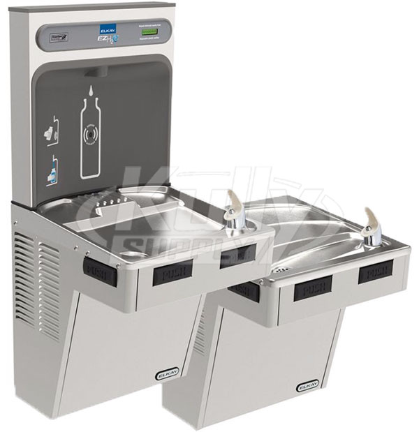 Elkay EZH2O LMABFTLDDWSSK Filtered Stainless Steel NON-REFRIGERATED Dual Drinking Fountain with Bottle Filler