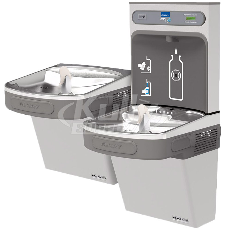 Elkay EZH2O EZSTLDDWSSK Stainless Steel NON-REFRIGERATED Dual Drinking Fountain with Bottle Filler