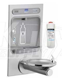 Elkay EZH2O LZWS-EDFPBM114K NON-REFRIGERATED Bottle Filling Station with Filtered Stainless Steel Integral SwirlFlo Fountain