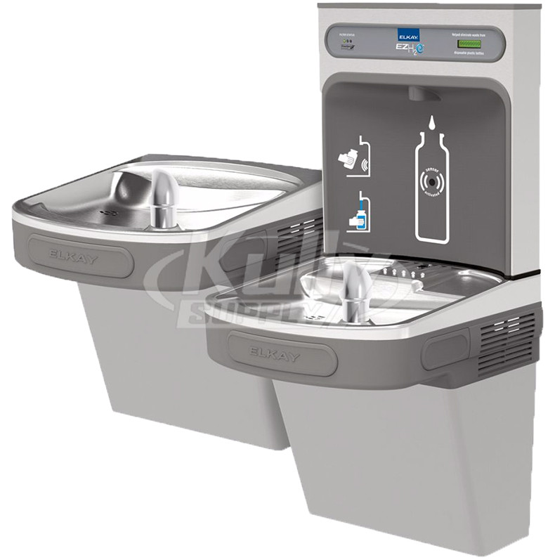 Elkay EZH2O EZSTLDDWSVRLK Dual NON-REFRIGERATED Drinking Fountain with Bottle Filler and Vandal-Resistant Bubbler