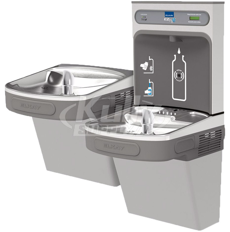 Elkay EZH2O LZSTLDDWSVRLK Filtered NON-REFRIGERATED Dual Drinking Fountain with Vandal-Resistant Bubbler