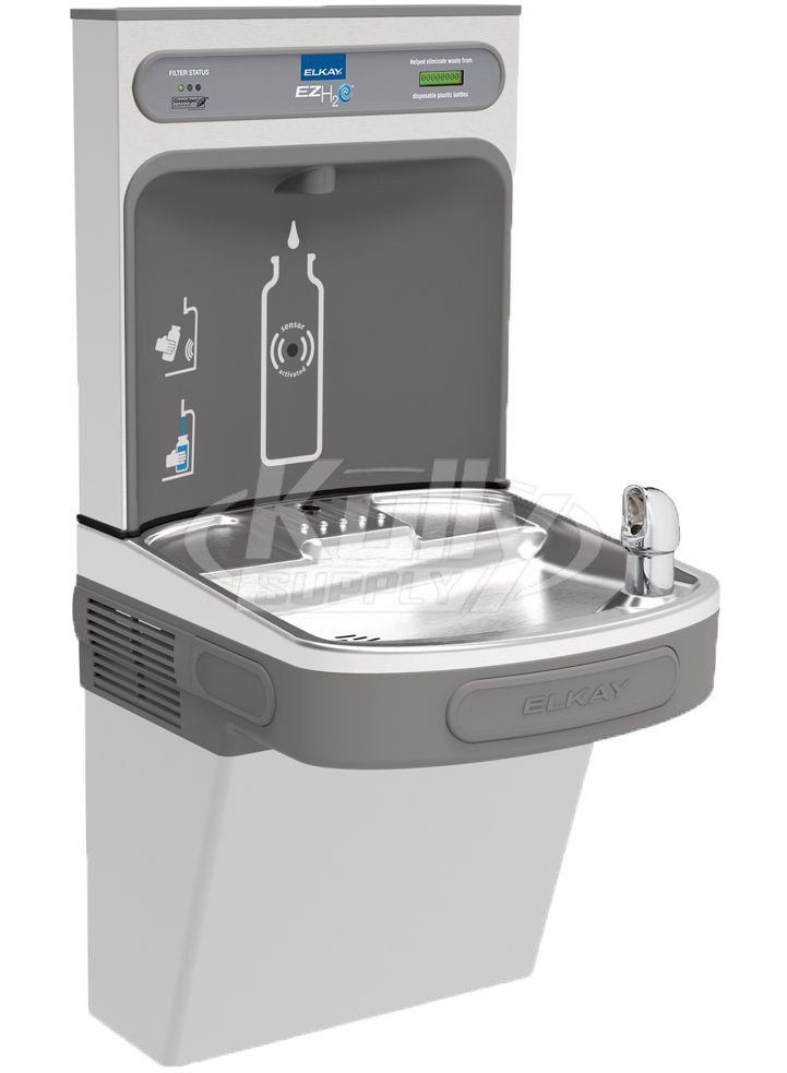 Elkay EZH2O LZS8WSVRSK Filtered Stainless Steel Drinking Fountain with Bottle Filler and Vandal-Resistant Bubbler