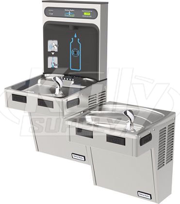 Halsey Taylor HydroBoost HTHB-HACDBL-WF-SS Filtered NON-REFRIGERATED Stainless Steel Dual Drinking Fountain with Bottle Filler