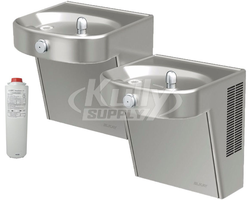 Elkay LVRCHDTLDDSC Filtered NON-REFRIGERATED Heavy Duty Vandal-Resistant Dual Drinking Fountain
