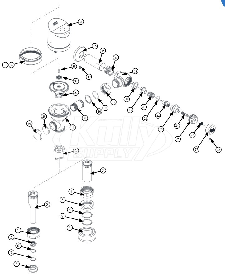 Zurn AquaSense ZER-TM Flush Valve Parts Breakdown